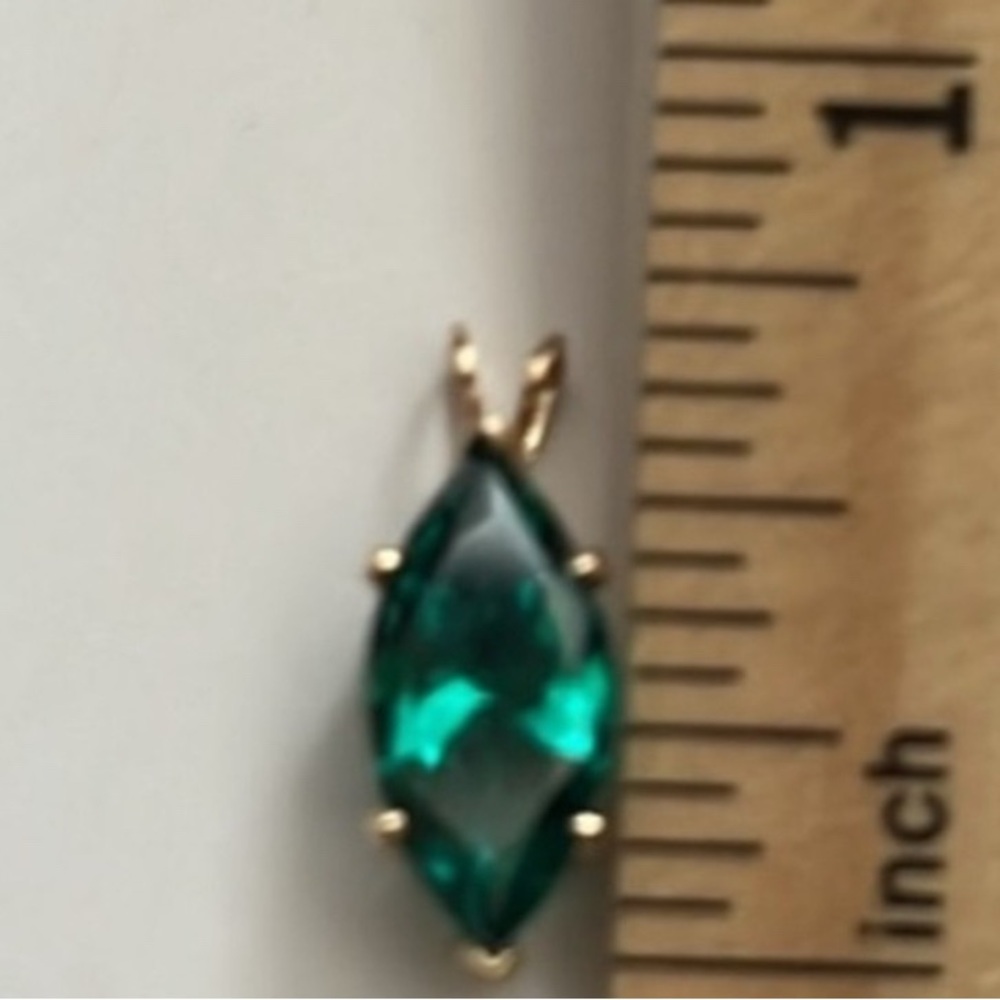 14K Gold and Green Gemstone Pendant